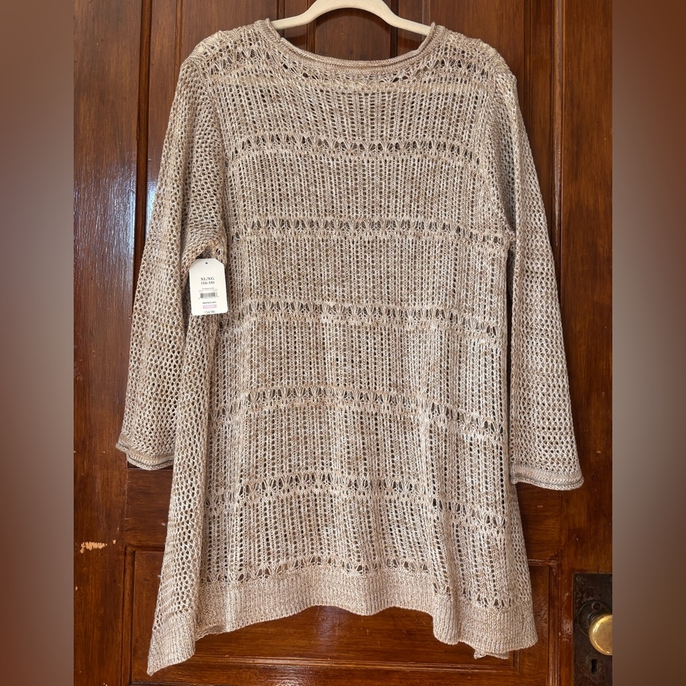 Crocheted Scoop Neck Sweater XL - Picture 3 of 4